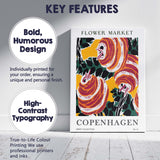 Scandinavian Copenhagen Flower Market Bold Floral Graphic Poster Canvas Wall Art Print Decor Picture Ready to Hang