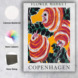 Scandinavian Copenhagen Flower Market Bold Floral Graphic Poster Canvas Wall Art Print Decor Picture Ready to Hang