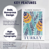 Turkish Botanical Protea Flower Market Tropical Pattern Poster Canvas Wall Art Print Decor Picture Ready to Hang