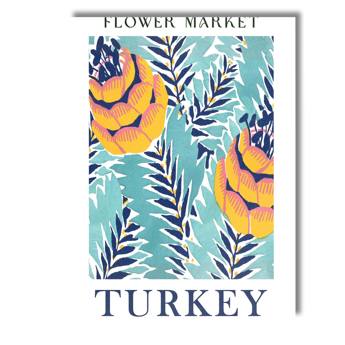Turkish Botanical Protea Flower Market Tropical Pattern Poster Canvas Wall Art Print Decor Picture Ready to Hang