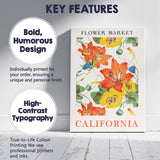 California Botanical Lily And Poppy Flower Market Poster Canvas Wall Art Print Decor Picture Ready to Hang