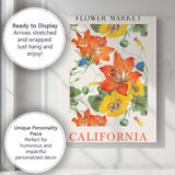 California Botanical Lily And Poppy Flower Market Poster Canvas Wall Art Print Decor Picture Ready to Hang