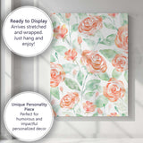 Watercolour Coral Rose Blossom Floral Repeat Pattern Canvas Wall Art Print Decor Picture Ready to Hang
