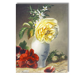 Classic Floral Still Life Yellow Rose Vase Painting Canvas Wall Art Print Decor Picture Ready to Hang