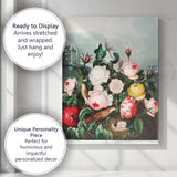 Romantic Rose Garden Birds Nest Botanical Illustration Canvas Wall Art Print Decor Picture Ready to Hang