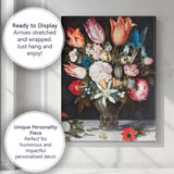 Dutch Golden Age Floral Bouquet Still Life With Tulips Butterflies And Shells Canvas Wall Art Print Decor Picture Ready to Hang