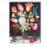 Dutch Golden Age Floral Bouquet Still Life With Tulips Butterflies And Shells Canvas Wall Art Print Decor Picture Ready to Hang
