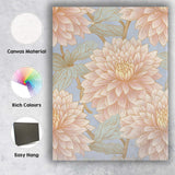 Pastel Dahlia Bloom Floral Repeat Pattern Light Blue Background Canvas Wall Art Print Decor Picture Ready to Hang