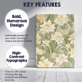 Cream Daffodil Botanical Floral Repeat Pattern Canvas Wall Art Print Decor Picture Ready to Hang
