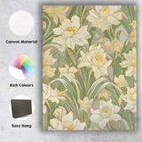 Cream Daffodil Botanical Floral Repeat Pattern Canvas Wall Art Print Decor Picture Ready to Hang