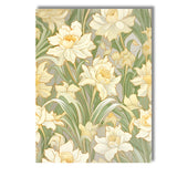 Cream Daffodil Botanical Floral Repeat Pattern Canvas Wall Art Print Decor Picture Ready to Hang