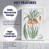 Antique Crown Imperial Orange Bell Flower Botanical Illustration Canvas Wall Art Print Decor Picture Ready to Hang