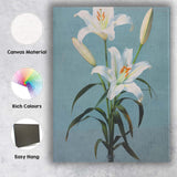 Elegant White Lily Floral Still Life In Glass Vase Canvas Wall Art Print Decor Picture Ready to Hang
