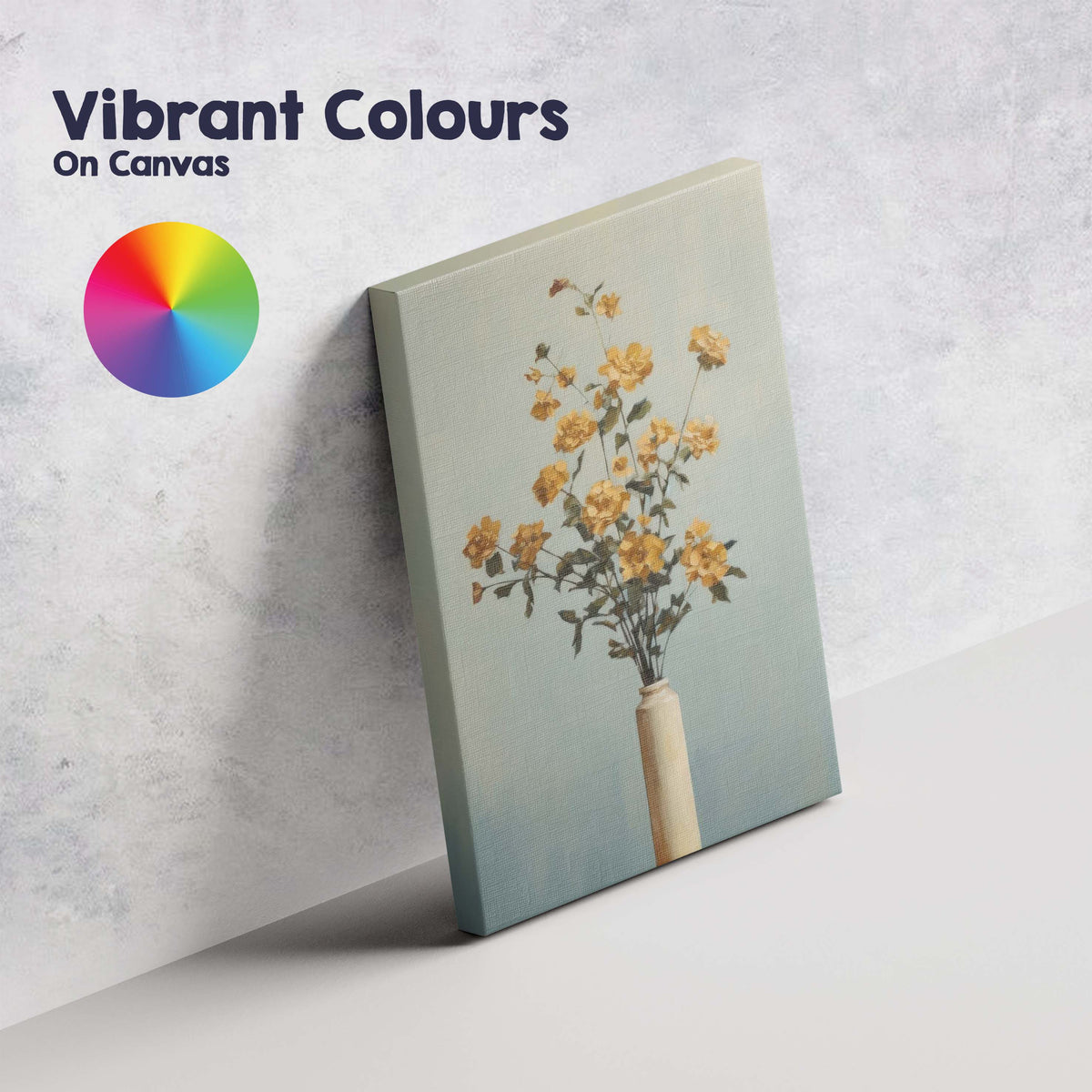 Contemporary Yellow Blossom Bouquet Minimalist Vase Floral Painting Canvas Wall Art Print Decor Picture Ready to Hang