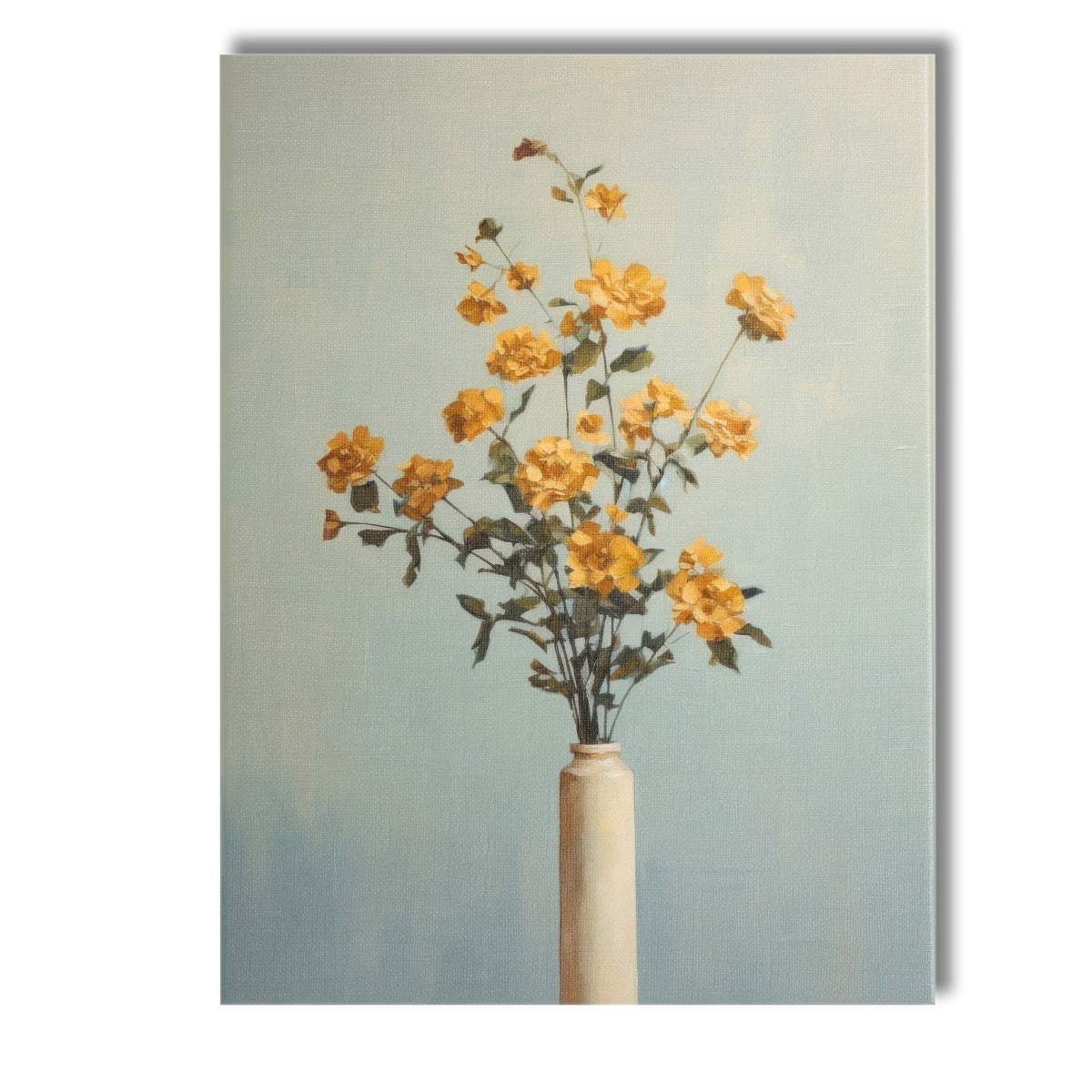 Contemporary Yellow Blossom Bouquet Minimalist Vase Floral Painting Canvas Wall Art Print Decor Picture Ready to Hang