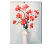 Modern Coral Pink Floral Arrangement Textured Still Life Painting Canvas Wall Art Print Decor Picture Ready to Hang