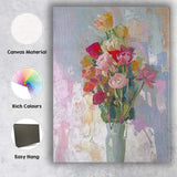 Abstract Wildflower Bouquet In Glass Vase Expressionist Floral Painting Canvas Wall Art Print Decor Picture Ready to Hang