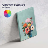 Vibrant Wildflower Bouquet in Blue Glass Vase Expressive Floral Painting Canvas Wall Art Print Decor Picture Ready to Hang