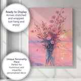 Dreamy Pink Wildflower Arrangement Impressionist Floral Vase Canvas Wall Art Print Decor Picture Ready to Hang