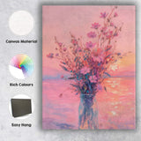 Dreamy Pink Wildflower Arrangement Impressionist Floral Vase Canvas Wall Art Print Decor Picture Ready to Hang
