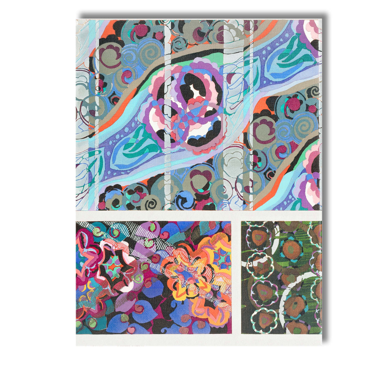 Abstract Art Deco Ornamental Floral Motif Pattern Design Canvas Wall Art Print Decor Picture Ready to Hang
