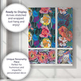 Art Deco Garden Bloom Pattern Vibrant Floral Decorative Illustration Canvas Wall Art Print Decor Picture Ready to Hang
