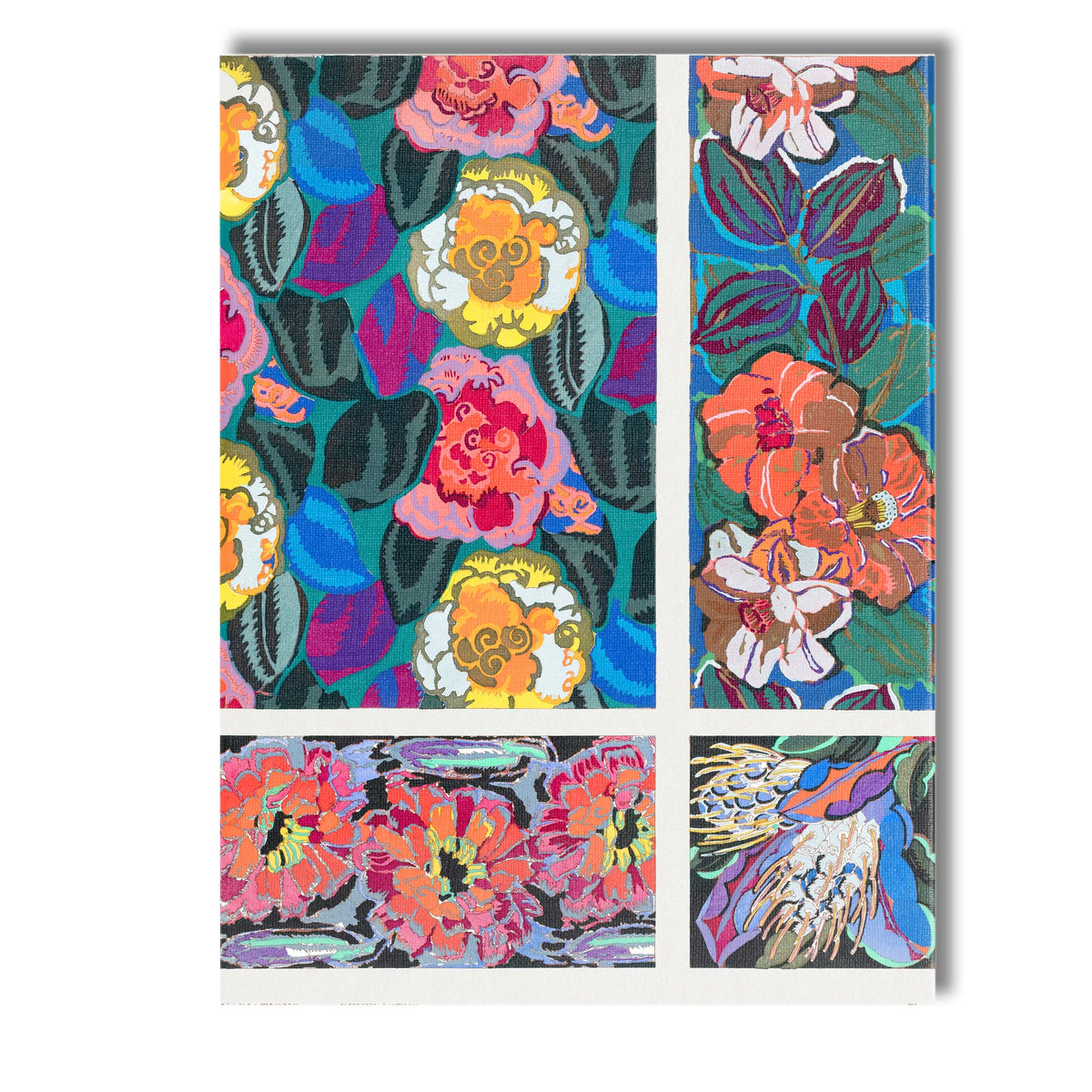Art Deco Garden Bloom Pattern Vibrant Floral Decorative Illustration Canvas Wall Art Print Decor Picture Ready to Hang