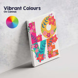 Colourful Floral Typography Love Lettering Design Canvas Wall Art Print Decor Picture Ready to Hang