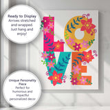 Colourful Floral Typography Love Lettering Design Canvas Wall Art Print Decor Picture Ready to Hang