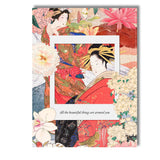 Japanese Geisha Floral Collage Pink Peony Butterfly Oriental Canvas Wall Art Print Decor Picture Ready to Hang