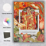 Art Nouveau Floral Woman and Golden Serpent Collage Canvas Wall Art Print Decor Picture Ready to Hang