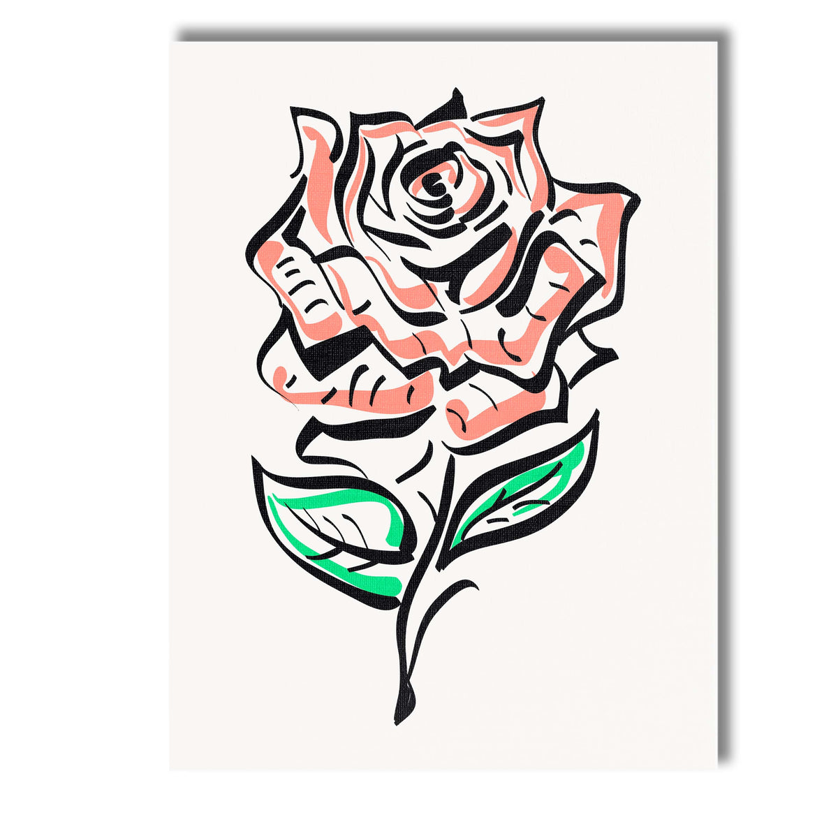 Abstract Blush Pink Rose Floral Line Art Botanical Illustration Canvas Wall Art Print Decor Picture Ready to Hang