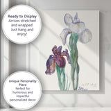 Delicate Watercolour Iris Flower Botanical Painting Canvas Wall Art Print Decor Picture Ready to Hang