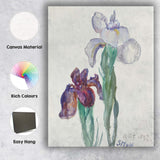 Delicate Watercolour Iris Flower Botanical Painting Canvas Wall Art Print Decor Picture Ready to Hang