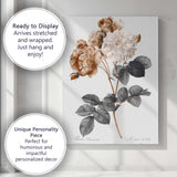 Sepia Toned Damask Rose Botanical Floral Illustration Canvas Wall Art Print Decor Picture Ready to Hang