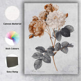 Sepia Toned Damask Rose Botanical Floral Illustration Canvas Wall Art Print Decor Picture Ready to Hang