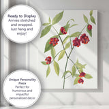 Red Orange Spindle Berry Botanical Watercolour Illustration Canvas Wall Art Print Decor Picture Ready to Hang
