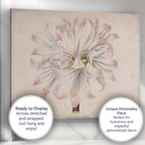 Soft Pink White Amaryllis Botanical Flower Antique Illustration Canvas Wall Art Print Decor Picture Ready to Hang