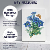 Blue Gentian Wildflower Botanical Illustration with Butterfly Canvas Wall Art Print Decor Picture Ready to Hang