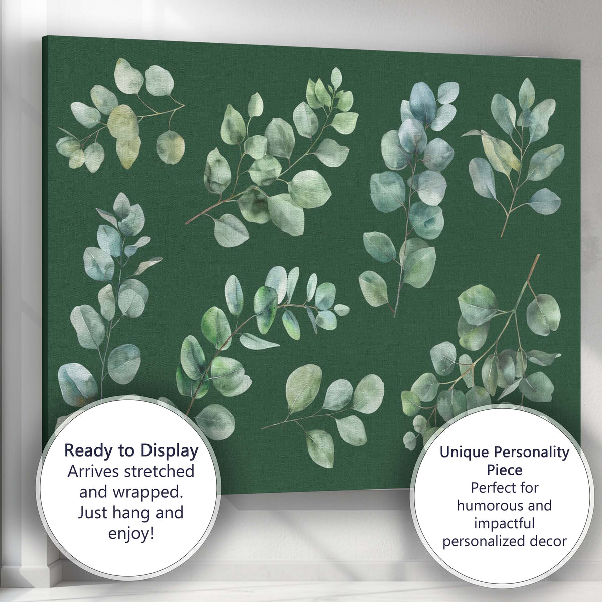 Sage Green Eucalyptus Foliage Botanical Watercolour Branches Canvas Wall Art Print Decor Picture Ready to Hang
