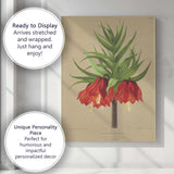 Rich Red Crown Imperial Fritillaria Botanical Flower Illustration Canvas Wall Art Print Decor Picture Ready to Hang