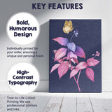 Pink and Purple Botanical Leaves with Golden Butterfly Canvas Wall Art Print Decor Picture Ready to Hang