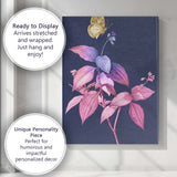 Pink and Purple Botanical Leaves with Golden Butterfly Canvas Wall Art Print Decor Picture Ready to Hang