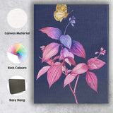 Pink and Purple Botanical Leaves with Golden Butterfly Canvas Wall Art Print Decor Picture Ready to Hang