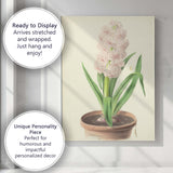 Soft Pink Hyacinth in Terracotta Pot Botanical Illustration Canvas Wall Art Print Decor Picture Ready to Hang