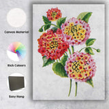 Colourful Lantana Flower Cluster Botanical Illustration Canvas Wall Art Print Decor Picture Ready to Hang