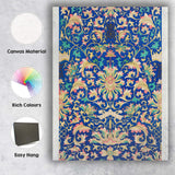 Ornate Blue and Pink Chinoiserie Floral Decorative Pattern Canvas Wall Art Print Decor Picture Ready to Hang