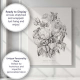Antique Roses of May Floral Bouquet Engraving Canvas Wall Art Print Decor Picture Ready to Hang