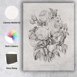 Antique Roses of May Floral Bouquet Engraving Canvas Wall Art Print Decor Picture Ready to Hang