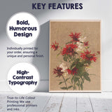 Rich Red Bee Balm Wildflower Botanical Arrangement Canvas Wall Art Print Decor Picture Ready to Hang